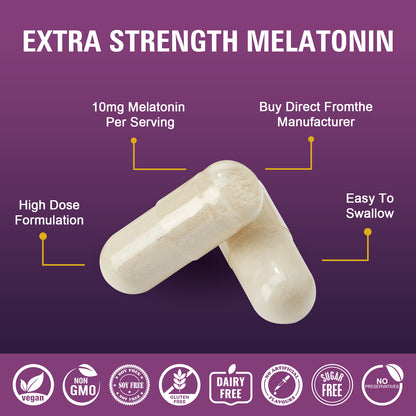 Melatonin 10mg Sleep Support Capsules – Advanced Formula for Restful Sleep & Nighttime Relaxation