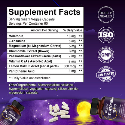 Melatonin 10mg Sleep Support Capsules – Advanced Formula for Restful Sleep & Nighttime Relaxation