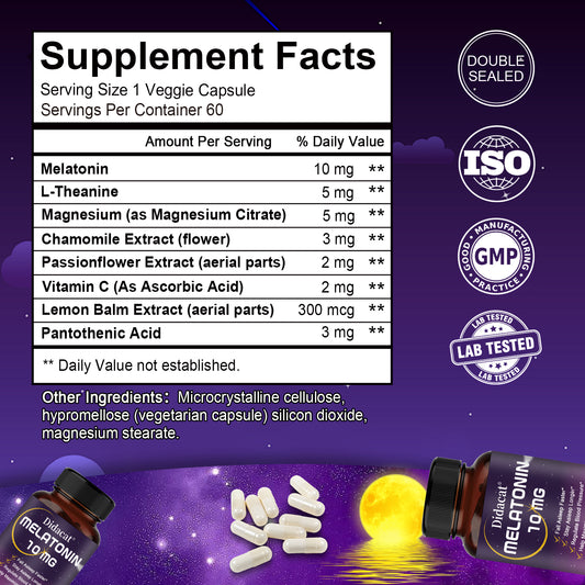 Melatonin 10mg Sleep Support Capsules – Advanced Formula for Restful Sleep & Nighttime Relaxation