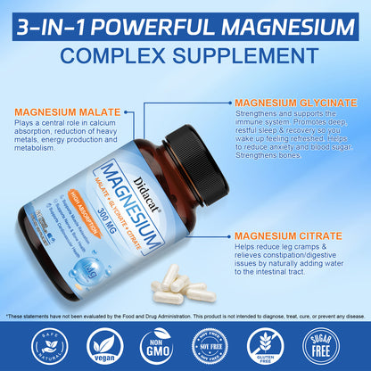 Advanced Magnesium 300mg | Triple Magnesium Complex for Better Relaxation, Muscle Support & Daily Balance