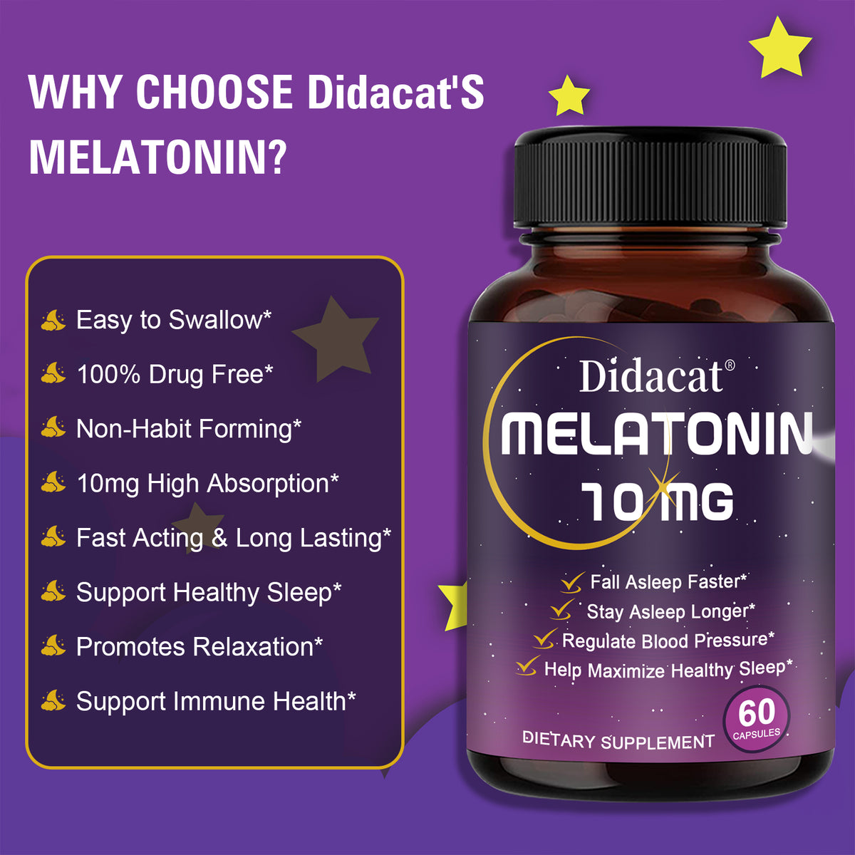 Melatonin 10mg Sleep Support Capsules – Advanced Formula for Restful Sleep & Nighttime Relaxation