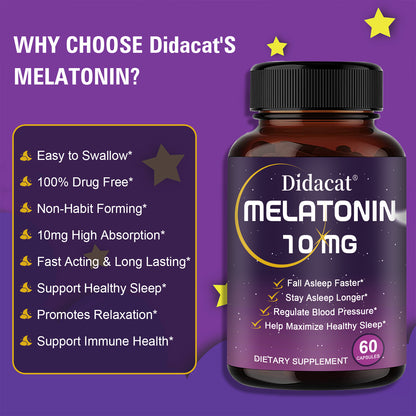 Melatonin 10mg Sleep Support Capsules – Advanced Formula for Restful Sleep & Nighttime Relaxation