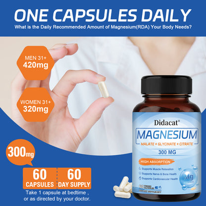 Advanced Magnesium 300mg | Triple Magnesium Complex for Better Relaxation, Muscle Support & Daily Balance