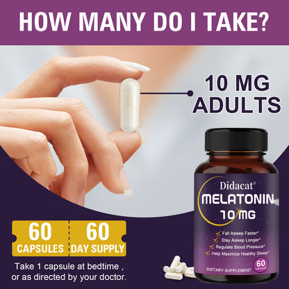 Melatonin 10mg Sleep Support Capsules – Advanced Formula for Restful Sleep & Nighttime Relaxation